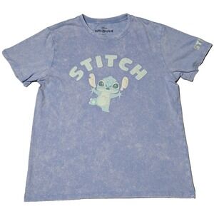Lilo and Stitch‎ STITCH Applique Blue Acid Wash T-Shirt - Men Large EUC